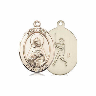 14kt Gold Filled Saint Rita Baseball Medal
