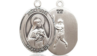 Pewter Saint Rita Baseball Medal