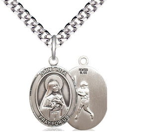 Pewter Saint Rita Baseball Medal Religious Jewelry