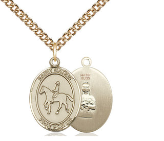 14kt Gold Filled Saint Kateri Equestrian Medal Religious Jewelry