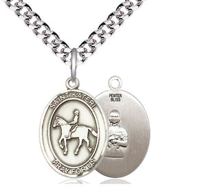 Pewter Saint Kateri Equestrian Medal Religious Jewelry