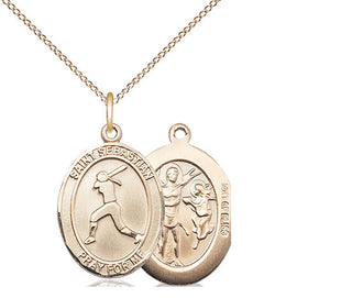 14kt Gold Filled Saint Sebastian  Softball Medal Religious Jewelry