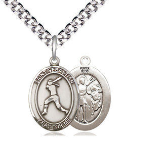 Pewter Saint Sebastian  Softball Medal Religious Jewelry
