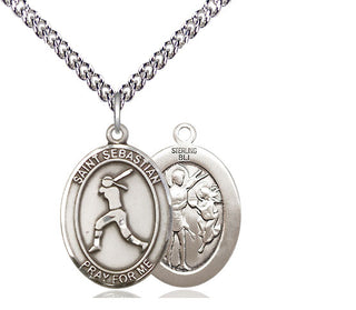 Sterling Silver Saint Sebastian  Softball Medal Religious Jewelry