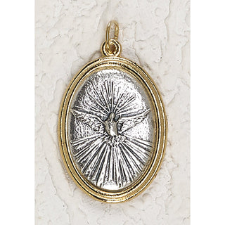 Bulk Holy Spirit Gold and Silver Toned 1-1/2 inch Oval Medal with Pray for Us on back