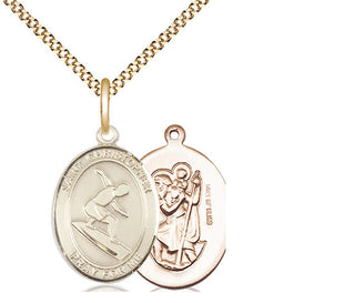 14kt Gold Filled Saint Christopher Surfing Medal Religious Jewelry