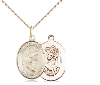 14kt Gold Filled Saint Christopher Surfing Medal Religious Jewelry