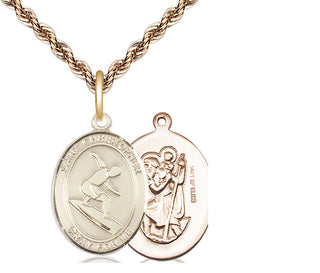 14kt Gold Filled Saint Christopher Surfing Medal Religious Jewelry