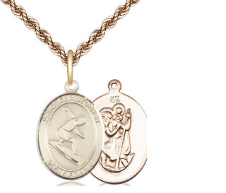 14kt Gold Saint Christopher Surfing Medal