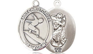 Pewter Saint Christopher Surfing Medal