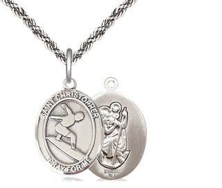 Sterling Silver Saint Christopher Surfing Medal Religious Jewelry