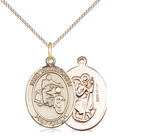 14kt Gold Filled Saint Christopher Motorcycle Medal Religious Jewelry