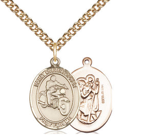 14kt Gold Filled Saint Christopher Motorcycle Medal Religious Jewelry