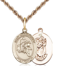 14kt Gold Saint Christopher Motorcycle Medal