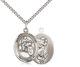 Pewter Saint Christopher Motorcycle Medal Religious Jewelry