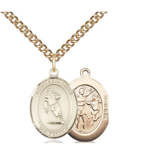 14kt Gold Filled Saint Sebastian Rugby Medal Religious Jewelry