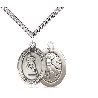 Sterling Silver Saint Sebastian Rugby Medal Religious Jewelry