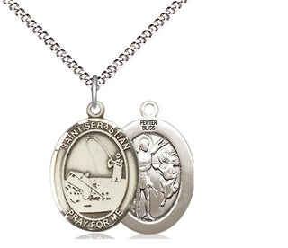 Pewter Saint Sebastian Fishing Medal Religious Jewelry