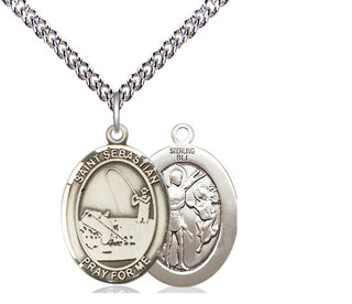 Sterling Silver Saint Sebastian Fishing Medal Religious Jewelry