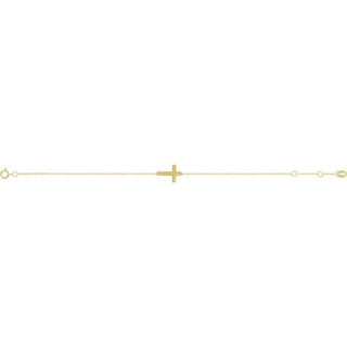 14K Yellow Engravable Cross 6 1/2-7 1/2" Bracelet