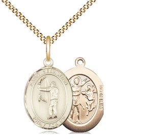 14kt Gold Filled Saint Sebastian Archery Medal Religious Jewelry