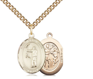 14kt Gold Filled Saint Sebastian Archery Medal Religious Jewelry