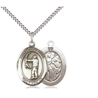 Pewter Saint Sebastian Archery Medal Religious Jewelry