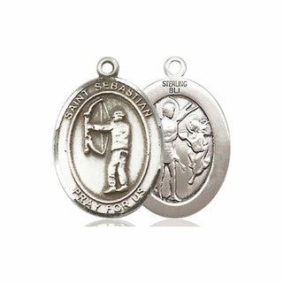 Sterling Silver Saint Sebastian Archery Medal Religious Jewelry