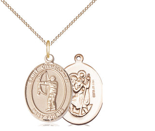 14kt Gold Filled Saint Christopher Archery Medal Religious Jewelry