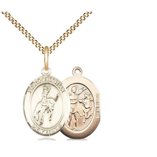 14kt Gold Filled Saint Sebastian Rodeo Medal Religious Jewelry