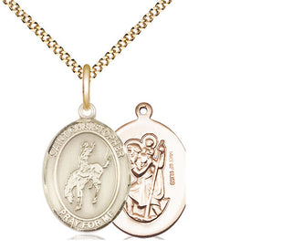 14kt Gold Filled Saint Christopher Rodeo Medal Religious Jewelry