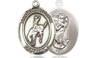 Sterling Silver Saint Christopher Rodeo Medal Religious Jewelry