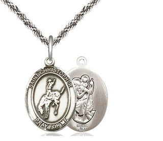 Sterling Silver Saint Christopher Rodeo Medal Religious Jewelry