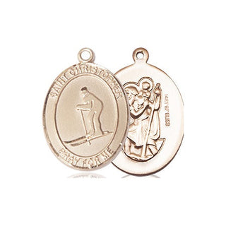 14kt Gold Filled Saint Christopher Skiing Medal
