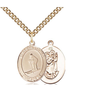 14kt Gold Saint Christopher Skiing Medal