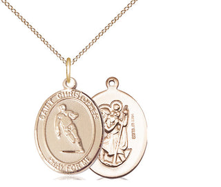 14kt Gold Filled Saint Christopher Rugby Medal Religious Jewelry