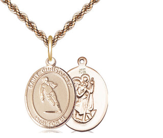 14kt Gold Saint Christopher Rugby Medal