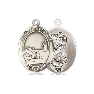 Pewter Saint Christopher Fishing Medal