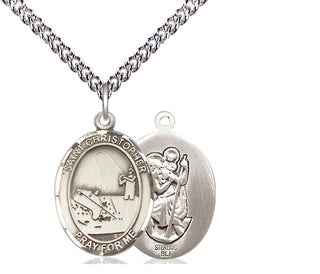 Sterling Silver Saint Christopher Fishing Medal Religious Jewelry