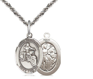 Sterling Silver Saint Sebastian Motorcycle Medal Religious Jewelry