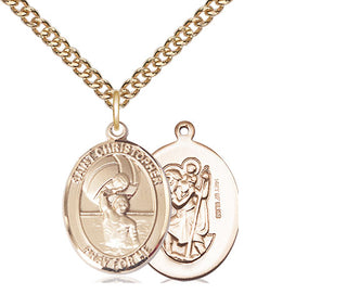 14kt Gold Filled Saint Christopher Water Polo-Men Medal Religious Jewelry