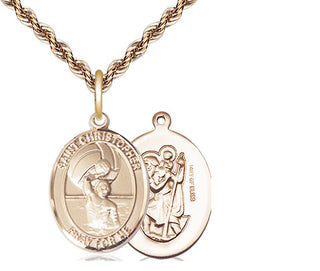 14kt Gold Filled Saint Christopher Water Polo-Men Medal Religious Jewelry