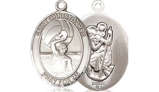 Sterling Silver Saint Christopher Water Polo-Men Medal Religious Jewelry