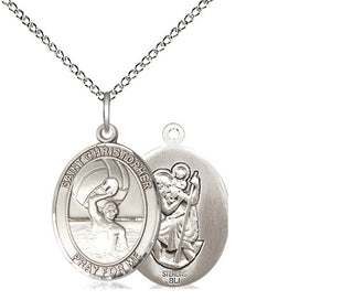 Sterling Silver Saint Christopher Water Polo-Men Medal Religious Jewelry