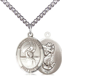 Sterling Silver Saint Christopher Water Polo-Men Medal Religious Jewelry