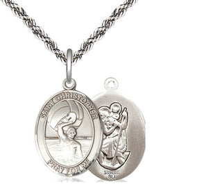 Sterling Silver Saint Christopher Water Polo-Men Medal Religious Jewelry