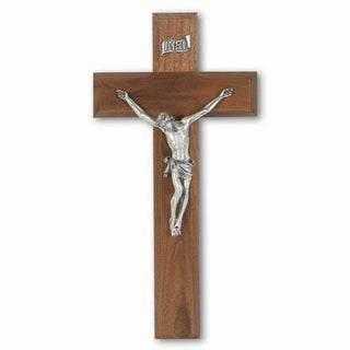 9" Walnut Cross with Silver Corpus