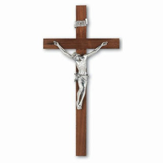 9" Walnut Cross with Silver Corpus