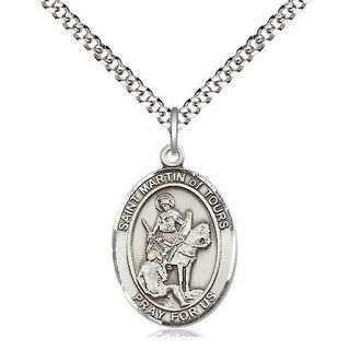 Sterling Silver Saint Martin of Tours Medal Religious Jewelry Engraved Catholic Saint Jewelry