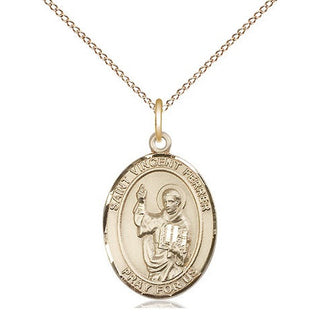 14kt Gold Filled Saint Vincent Ferrer Medal Religious Jewelry Engraved Catholic Saint Jewelry